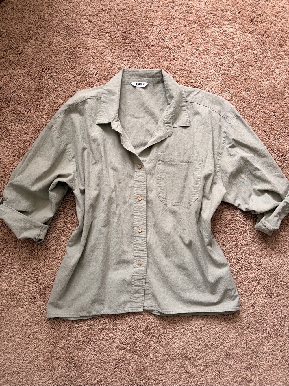 Sage Green Button Up Top